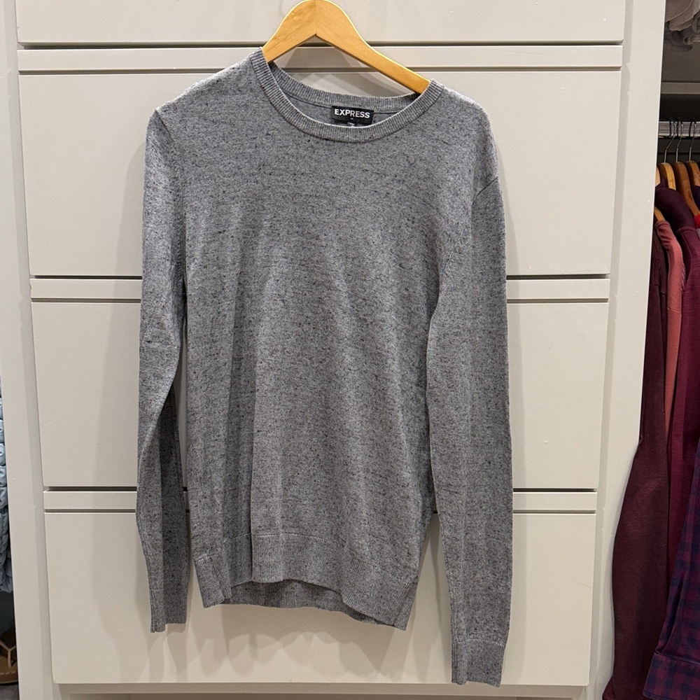 Express Men's Heather Gray Crewneck Sweater